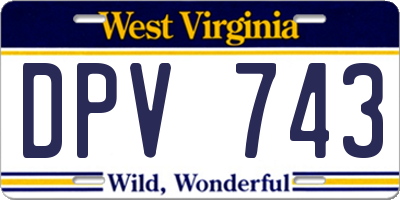 WV license plate DPV743
