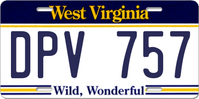 WV license plate DPV757