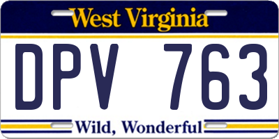 WV license plate DPV763