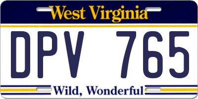WV license plate DPV765