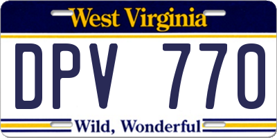 WV license plate DPV770