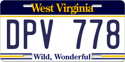 WV license plate DPV778