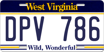 WV license plate DPV786