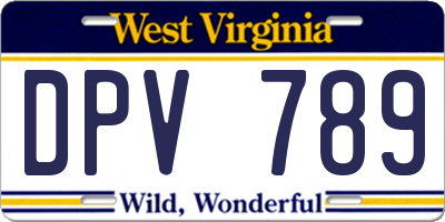WV license plate DPV789
