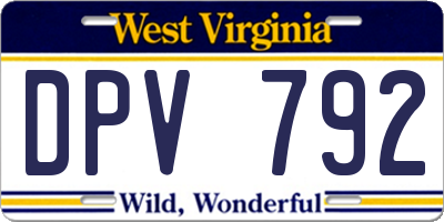 WV license plate DPV792
