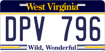 WV license plate DPV796