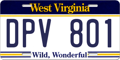 WV license plate DPV801