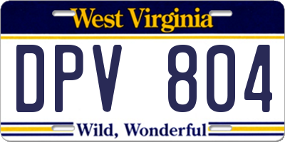 WV license plate DPV804