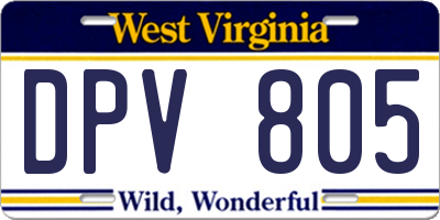 WV license plate DPV805