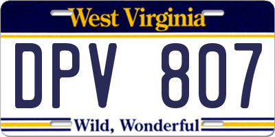 WV license plate DPV807