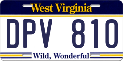 WV license plate DPV810