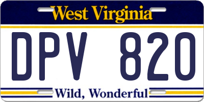 WV license plate DPV820