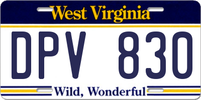 WV license plate DPV830