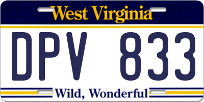 WV license plate DPV833