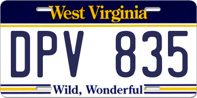 WV license plate DPV835