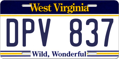 WV license plate DPV837