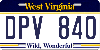 WV license plate DPV840