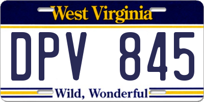 WV license plate DPV845