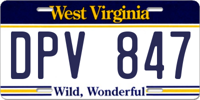 WV license plate DPV847