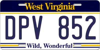 WV license plate DPV852