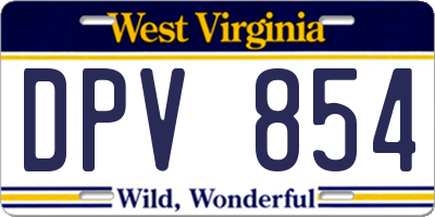 WV license plate DPV854