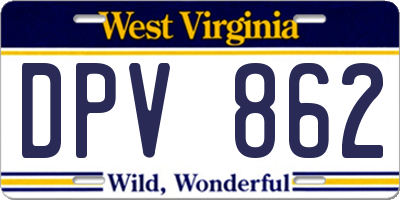 WV license plate DPV862