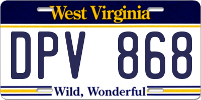 WV license plate DPV868