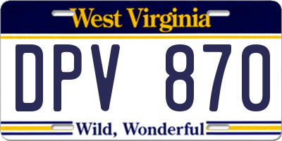 WV license plate DPV870
