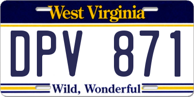 WV license plate DPV871