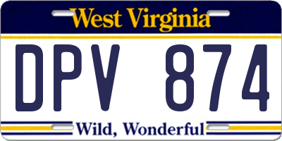 WV license plate DPV874