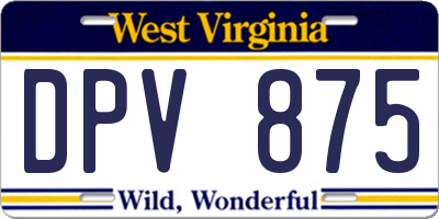 WV license plate DPV875