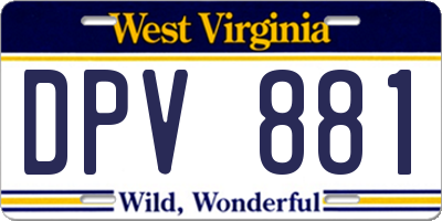 WV license plate DPV881
