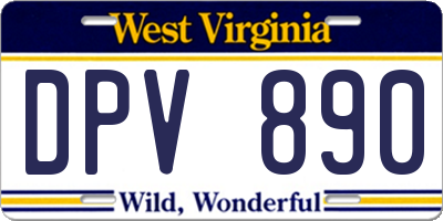 WV license plate DPV890