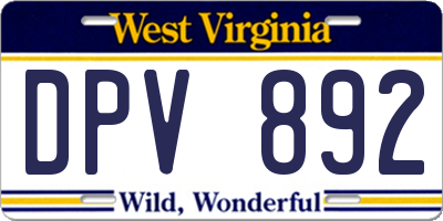 WV license plate DPV892