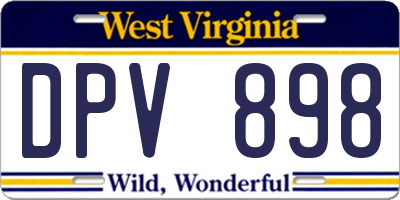 WV license plate DPV898