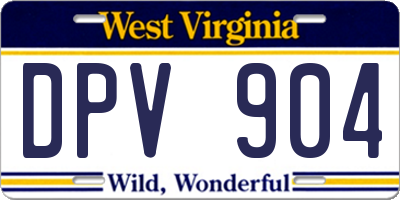 WV license plate DPV904