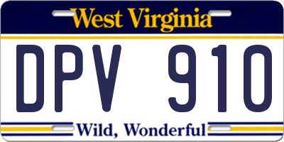 WV license plate DPV910