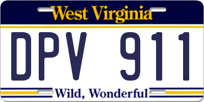 WV license plate DPV911