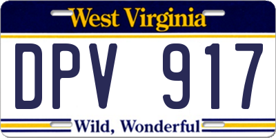 WV license plate DPV917