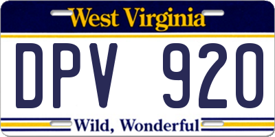 WV license plate DPV920