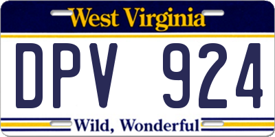 WV license plate DPV924