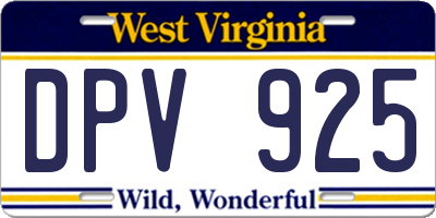 WV license plate DPV925