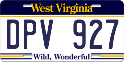WV license plate DPV927