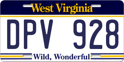 WV license plate DPV928