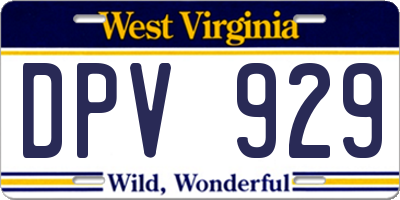 WV license plate DPV929