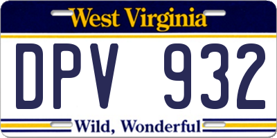 WV license plate DPV932