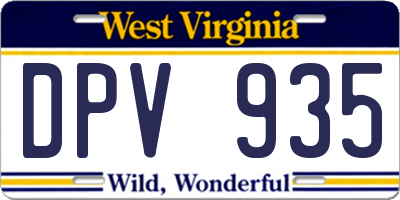 WV license plate DPV935
