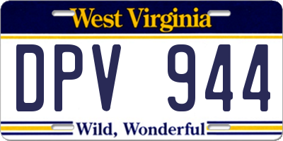 WV license plate DPV944