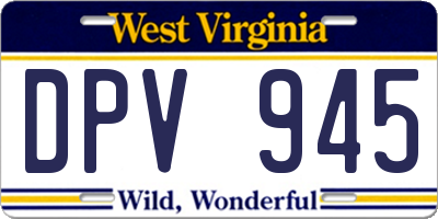 WV license plate DPV945