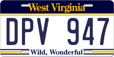 WV license plate DPV947